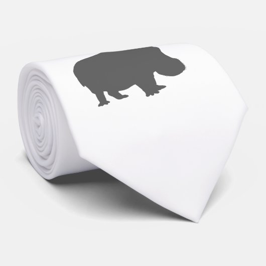 Cravate Silhouette d'hippo gris (Roulé)