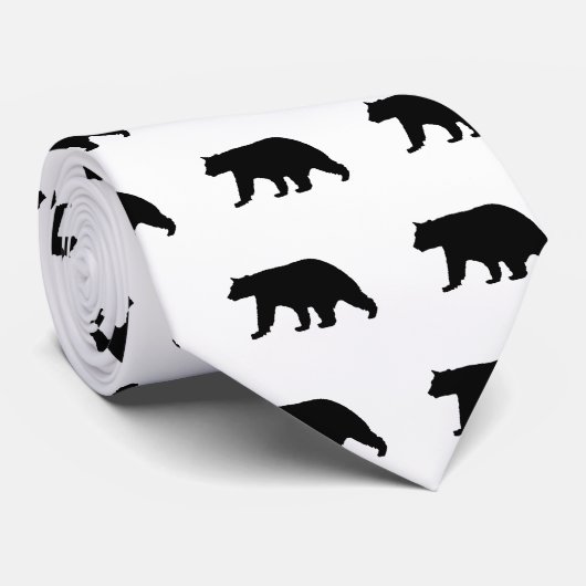 Cravate Silhouette d'ours noir (Roulé)
