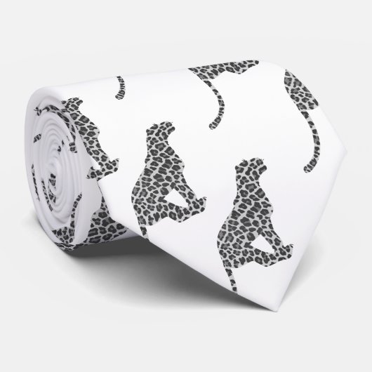 Cravate Silhouette gris léopard et gris clair (Roulé)