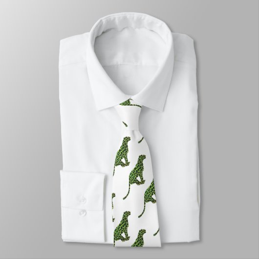 Cravate Silhouette Leopard noir et vert (Attaché)