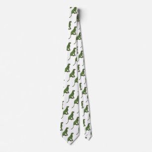 Cravate Silhouette Leopard noir et vert