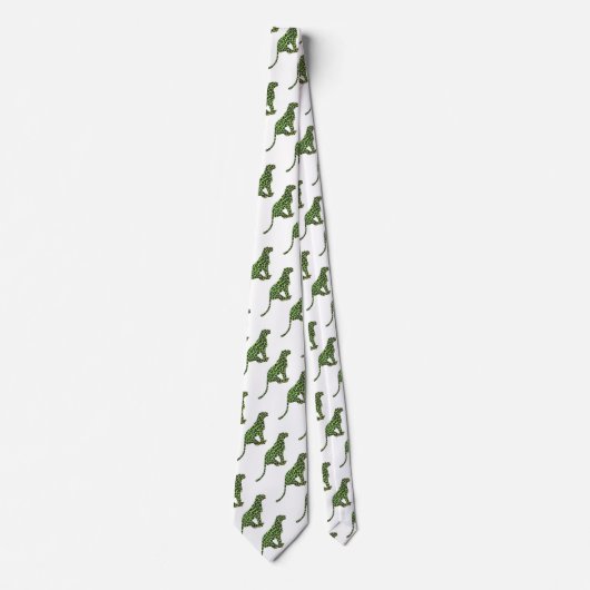Cravate Silhouette Leopard noir et vert (Devant)