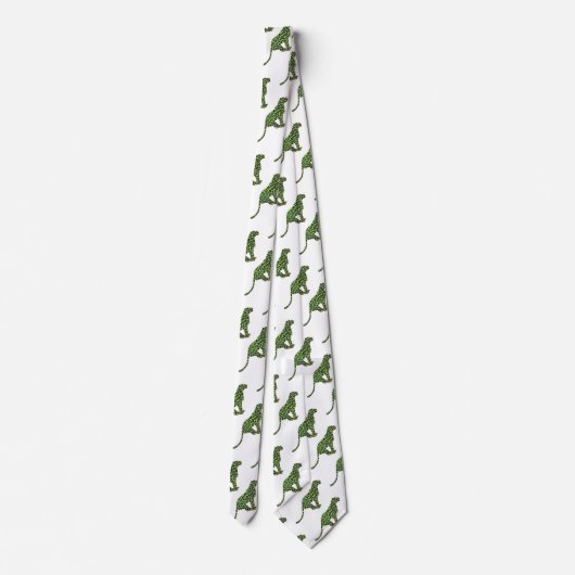 Cravate Silhouette Leopard noir et vert (Dos)