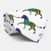 Cravate Silhouette noir et arc-en-ciel Zebra (Roulé)