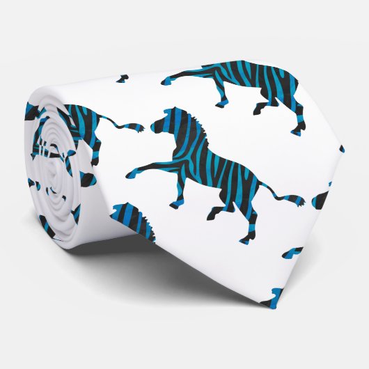 Cravate Silhouette noir et bleu Zebra (Roulé)