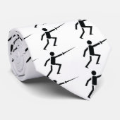 Cravate Silhouette noire d'escrimeur avec l'épée clôturant (Roulé)