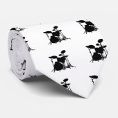 Cravate Silhouette noire et blanche de kit de tambour - (Roulé)