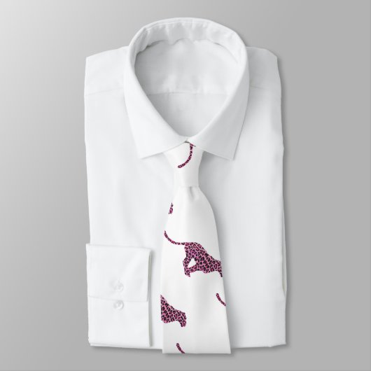 Cravate Silhouette rose et léopard noir (Attaché)