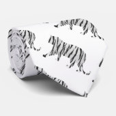 Cravate Silhouette Tiger noir et blanc (Roulé)