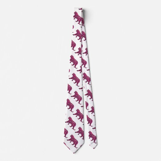 Cravate Silhouette Tiger rose et noir (Devant)