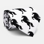 Cravate Silhouette Unicorne Noire (Roulé)