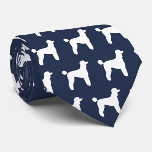 Cravate Silhouettes de Caniche Standard Motif Blanc et Ble