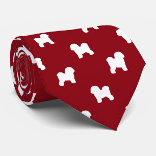 Cravate Silhouettes de chien Bichon Frise motif rouge et b