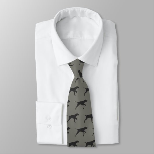 Cravate Silhouettes de chien de pointer Motif gris (Attaché)