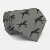 Cravate Silhouettes de chien de pointer Motif gris (Roulé)