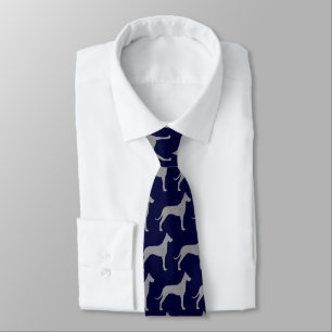 Cravate Silhouettes de chien grand Danse Motif Bleu et gri
