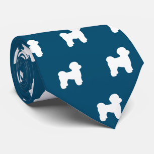Cravate Silhouettes de Chien Maltais Motif Océan Bleu