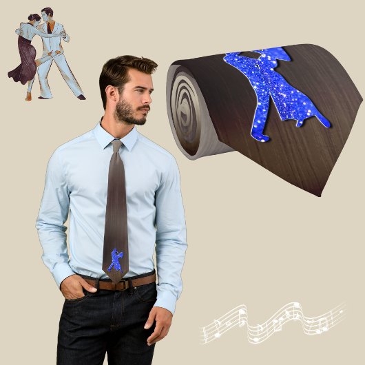 Cravate Silhouettes de danseurs bleus (faux strass)