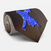 Cravate Silhouettes de danseurs bleus (faux strass) (Roulé)