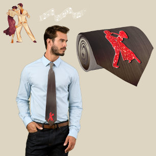 Cravate Silhouettes de danseurs rouges (faux strass)