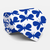 Cravate Silhouettes de papillon - bleu marine sur le blanc (Roulé)