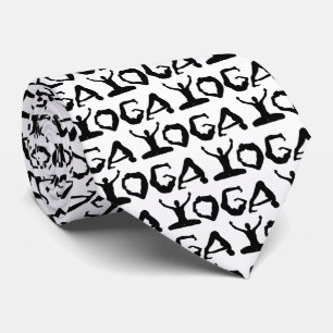 Cravate Silhouettes de Yoga noir et blanc