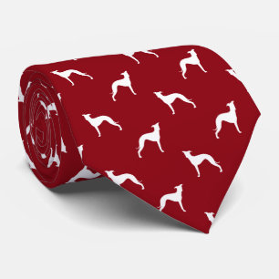 Cravate Silhouettes italiennes Greyhound Rouge et Blanc