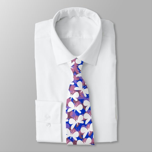 Cravate Silhouettes Papillon - Blanc Ombré v2 (Attaché)