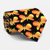 Cravate Silhouettes papillon - Flamme sur noir (Roulé)