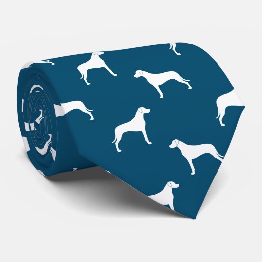 Cravate Silhouettes Rhodesian Ridgeback Motif bleu (Roulé)