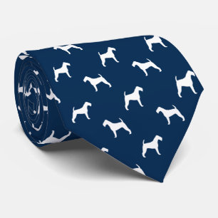 Cravate Silhouettes Terrier irlandais Motif Bleu et Blanc