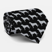 Cravate Silhouettes Wolfhound irlandaises Motif gris et no (Roulé)