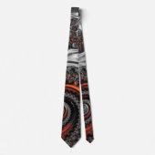 Cravate Silver and Orange Mandelbrot with Sphere Tie (Devant)