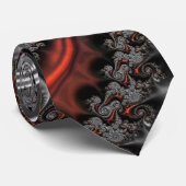 Cravate Silver and Orange Mandelbrot with Sphere Tie (Roulé)