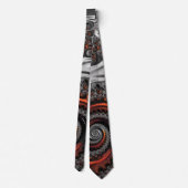 Cravate Silver and Orange Mandelbrot with Sphere Tie (Dos)