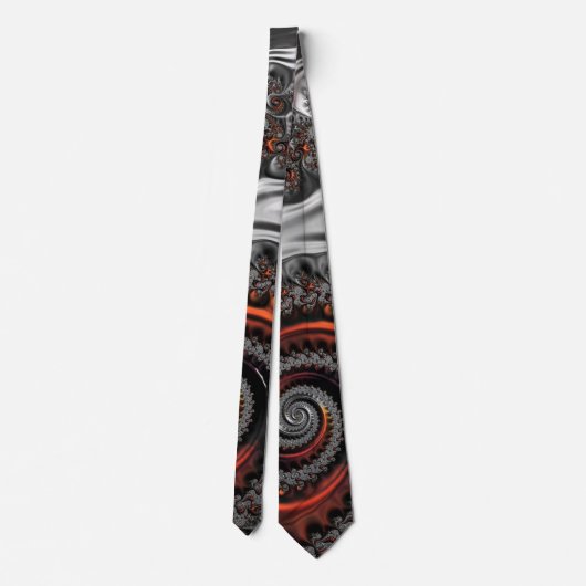 Cravate Silver and Orange Mandelbrot with Sphere Tie (Dos)