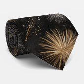 Cravate Silver Black Gold New Year's Celebration (Roulé)