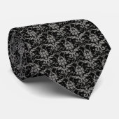 Cravate Silver Black Mariage damassé (Roulé)