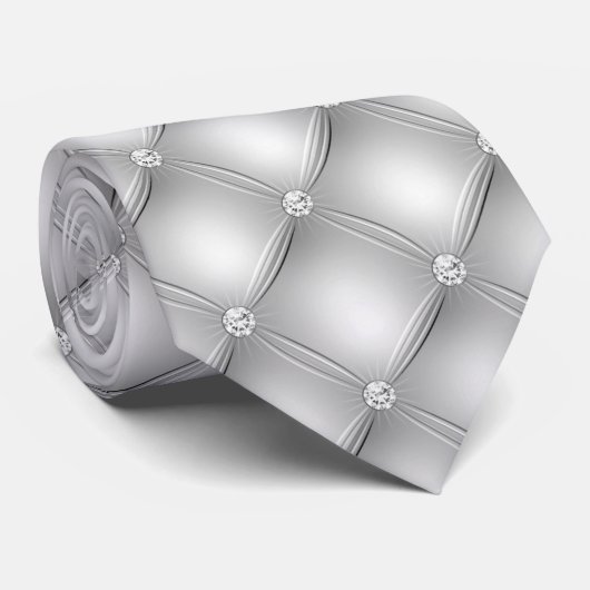 Cravate Silver Faux Diamond Fancy Luxe (Roulé)