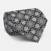 Cravate Silver Snowflake hiver Fête Noir Abstrait (Roulé)