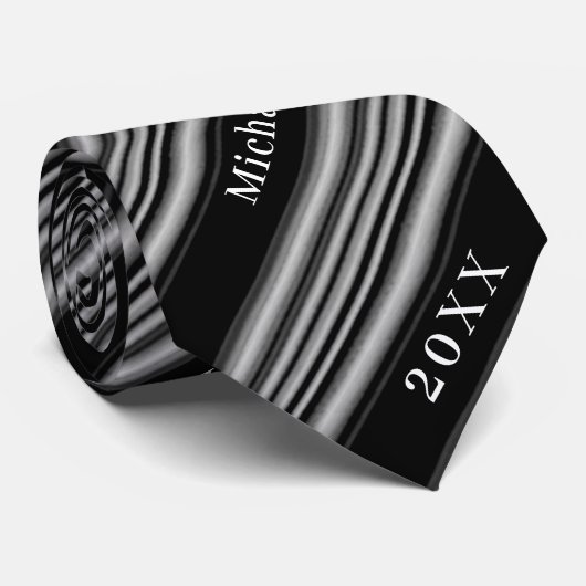 Cravate Simple Bachelor Party Noir & Blanc Noms triés (Roulé)