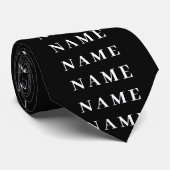 Cravate Simple Black Custom Ajouter Votre Nom Élégant (Roulé)