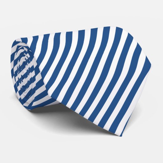 Cravate Simple Blue And White Diagonal Stripes (Roulé)