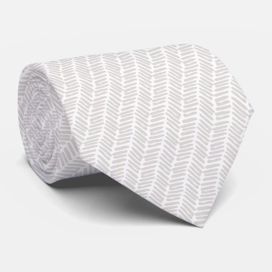 Cravate Simple champignon blanc chevron abstrait ivoire (Roulé)