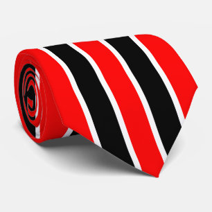 Cravate Simple Classy noir et blanc double bande sur rouge