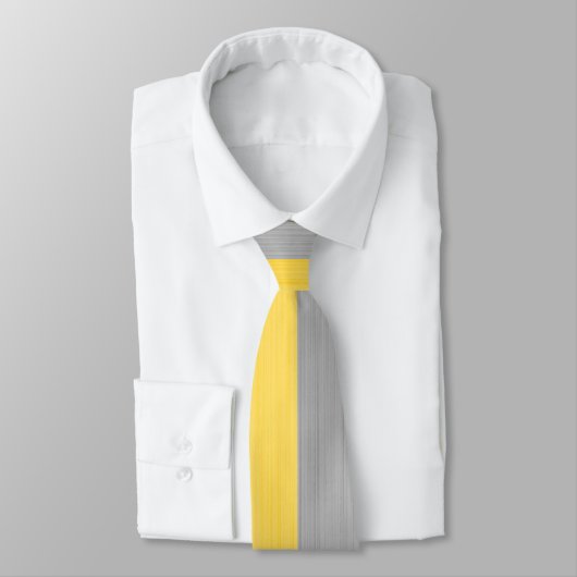 Cravate Simple deux tons jaune et gris Initiales Monogramm (Attaché)
