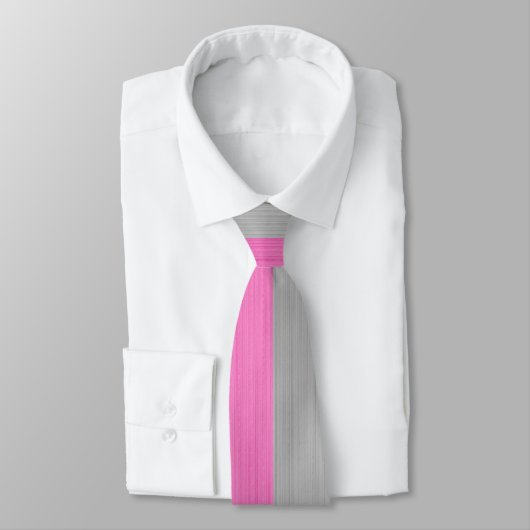 Cravate Simple deux tons rose et gris Initiales Monogramme (Attaché)