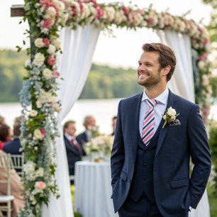 Cravate Simple Forme Minimale Bleu Rose Bleu Blancs