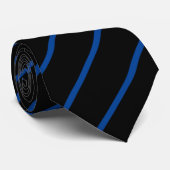 Cravate Simple Forme Noir et Bleu avec bandes (Roulé)