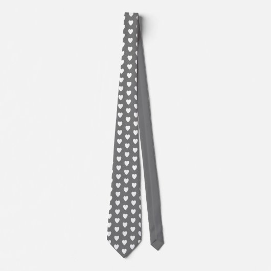 Cravate Simple Grey and White Love Heart Pattern (Devant)